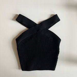 Aritzia Babaton - Sculpt Knit Criss Cross Crop Top